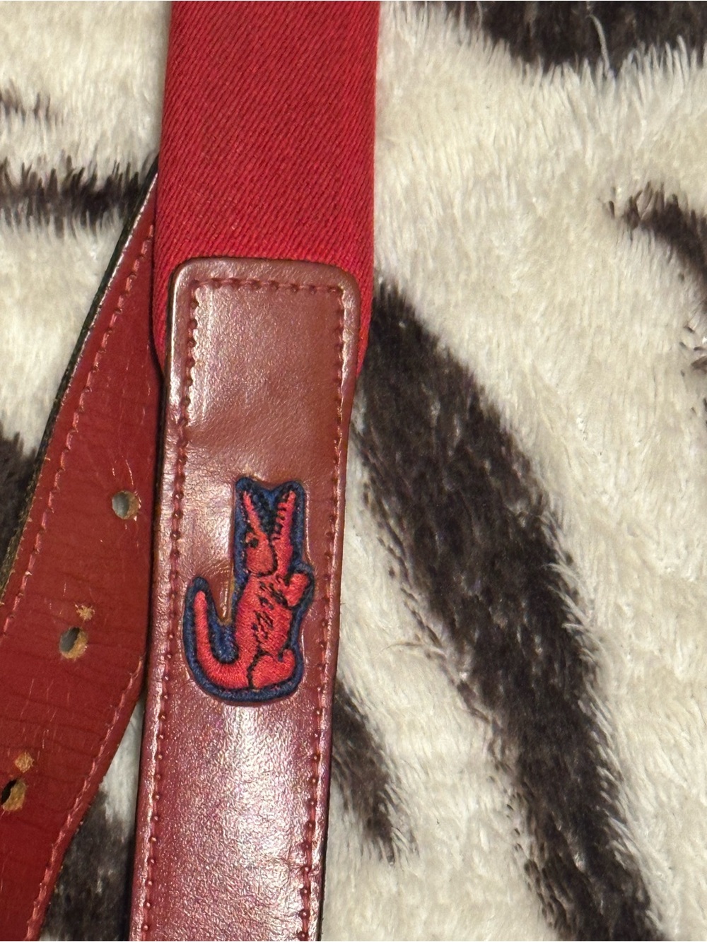 Lacoste Red Canvas Belt with Leather Patch - Picture 3 of 8